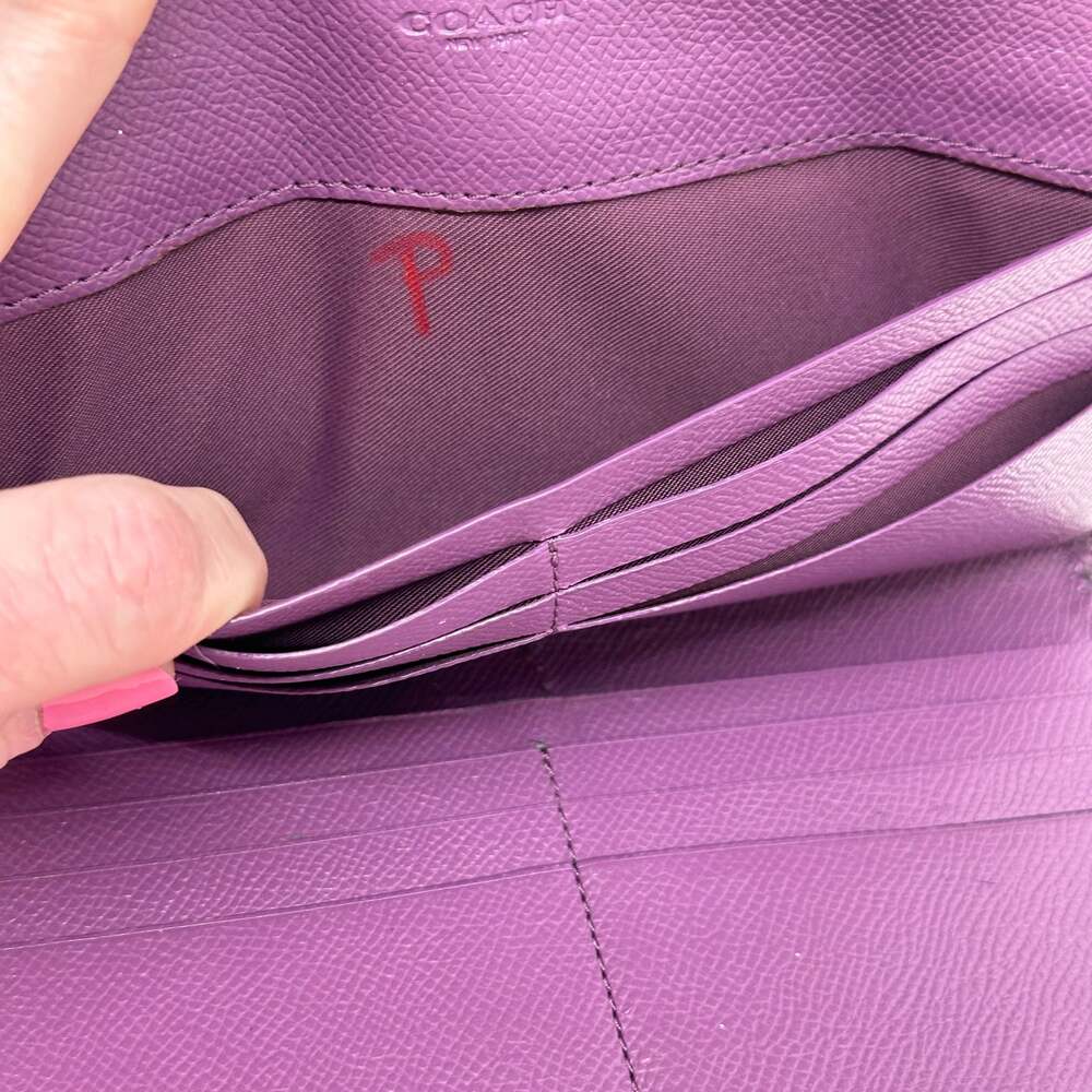Coach Purple Pebble Leather Long Flap Wallet - Picture 10 of 16
